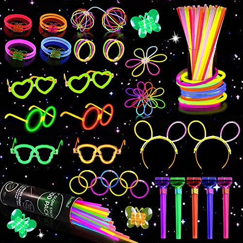 Sunshine smile Barras Luminosas,Juego de Barras Luminosas de neón,333 Piezas Pulseras Luminosas,Juego de Barras Luminosas para niños,Barra Luminosa de neón,Pulsera Fluorescente para Halloween,Navidad