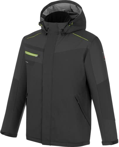 WÜRTH MODYF Parka Stretch Evolution – extra warme Herren Winterjacke für die kalten Tage in Anthrazit Lime - wasserabweisend und winddicht - in der Größe XL