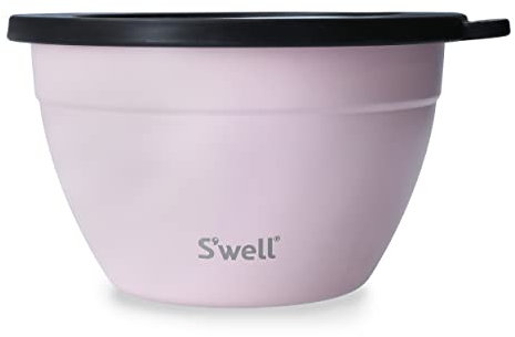 S'well Salad Bowl Kit, Pink Topaz, 1.9L - Salad Lunch Box with Condiment Container and Removable Tray