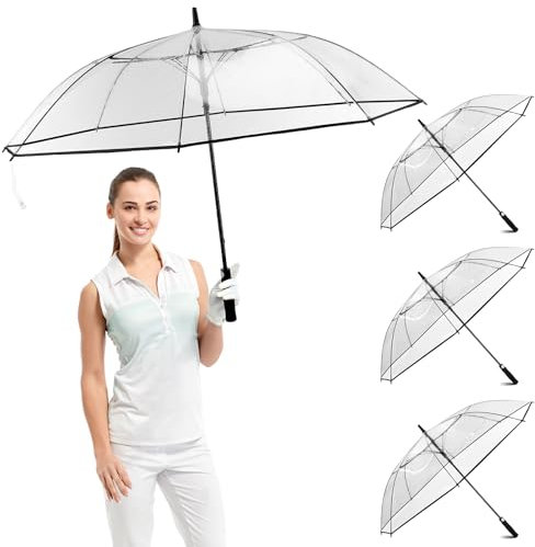 Shinylin 3 Stück 154 cm extra großer transparenter Golf-Regenschirm, übergroß, automatisches Öffnen, Regenschirm, transparent, winddicht, wasserdicht, Hochzeitsregenschirm für Erwachsene, Herren,