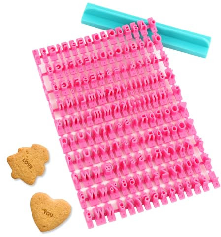 UKOFEW 150 Stück Alphabet Keksform,Keksstempel mit Befestigungswerkzeugen,Ausstecher Buchstaben Stempel für Cookie Kuchen Fondant