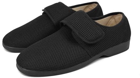 COZSERIES Sandalias Hombre | Zapatillas de Estar por Casa Respirables | Calzado de Rejilla con Cierre de Gancho y Bucle | Suela de Caucho Antideslizante | Diseño con Cuña y Punta Cerrada | Negro