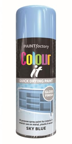Inspired Essentials All Purpose Aerosol Spray Paint 400ml Quick Drying Spray, Fast Dry and Excellent Coverage for Metal, Wood, Plastic and More (1, Sky Blue)