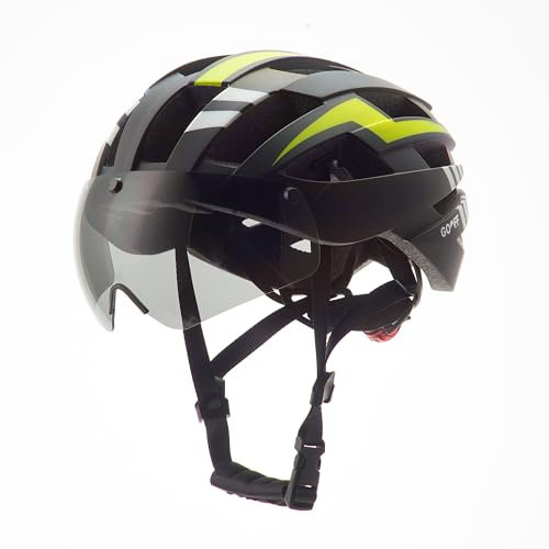 GOOFF Blitz Fahrradhelm mit Visier mit 2 magnetische Visieren und LED-Licht – Leichter Fahrradhelm für Damen und Herren