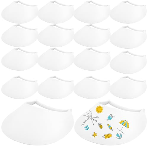 Paquete de 18 viseras de espuma solar en blanco, viseras de espuma de verano, visera ajustable para niños y adultos, regalos de verano al aire libre, Juego de colores 1, Talla única