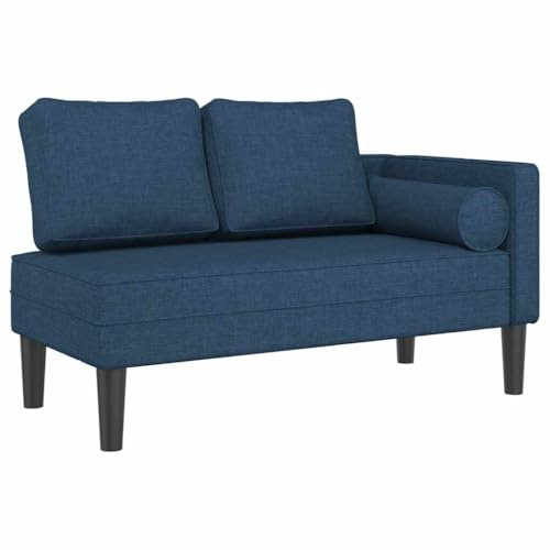 vidaXL Chaise Longue con Cuscini Blu in Tessuto, Divano Letto, Divano Imbottito, Seduta da Soggiorno, dormeuse, Seduta da Salotto, Divano 2 posti