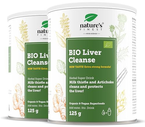 Nature's Finest Liver Cleanse, 250 g para 50 días - Detox Higado con Cardo Mariano, Extracto de Alcachofa y Cúrcuma y Jengibre - Natural Detox, Vegano
