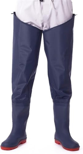 DgtZyrih Trampolieri da Pesca Stivali da Pioggia Alti addensati 100% Pantaloni da Pesca Impermeabili a metà Corpo Stivali da Caccia Scarpe da Acqua Antiscivolo per Uomo Donna,Blu,45