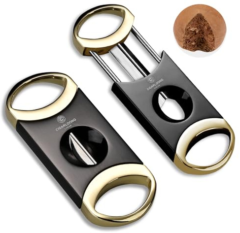 V-Cut Zigarrenschneider Edelstahl Zigarren Guillotine Schere Scharfe Klinge Tragbare Zigarren Zubehör Geschenk für Männer (gold)