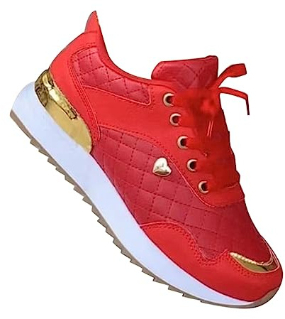 Clearance Shoes Women Womens Trainers Wide Fit Casual Non Slip Lace Up Running Shoes Breathable Low Top Orthopedic Trainer Comfortable Arch Support red Trainers Womens Red 7