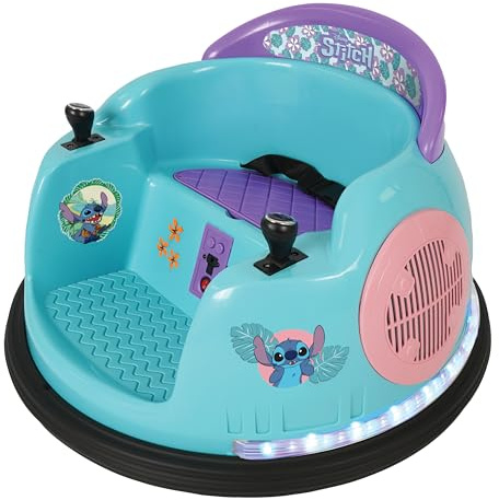 Stitch Kids Bumper Car - Official Licensed Kids Ride On Car - 6V Electric Ride On Toys - 360° Spin, LED Lights & Sounds - Safe Toddler Toy for 3+ 30kg Max & Anti-Collision Strips - Stitch Toys