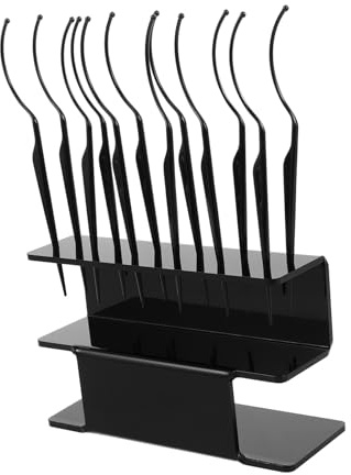 CLISPEED Soporte Organizador Para Pestañas Postizas Negro 1 Unidad Con 12 Varillas Individuales Exhibidor De Extensiones Para Salón Profesionales Uso Escritorio