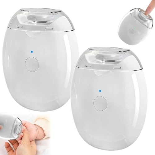 2Pcs Universal Automatic Fingernail Grinder, Electric Nail Grinder with LED Light & 3 Speeds,USB Rechargeable Fingernail Clipper Manicure Tool for Baby,Adults,Seniors
