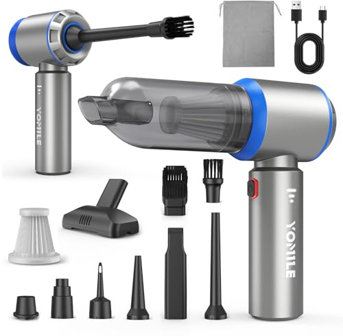Yomile Aspirabriciole Senza Fili 4 in 1, Aspirapolvere Auto 25000PA Aspirapolvere Senza Fili Potente con Motore Brushless, Mini aspirapolvere Soffiatore Aspiratore per Casa, Ufficio, Cucina