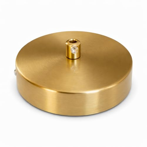 PUNTO ES LIGHTING Rosone da Soffitto Oro Opaco 120 x 25 mm – Copertura da Soffitto e Supporto per Lampada 1 Pezzo con Kit di Montaggio in Acciaio 0,7 mm