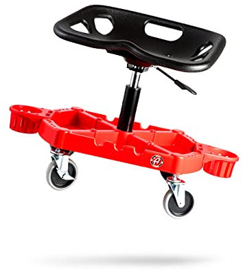 Adam's Pro Rollhocker – Auto-Detailing-Hocker mit Rollen, Garagen-Organizer und Werkzeug-Tablett, verstellbare Höhe für Auto-Reinigung, Polierer, Keramikbeschichtung, Autowachs