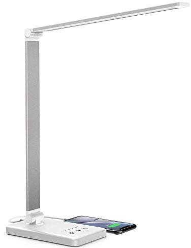 Daover Lámpara Escritorio LED, Regulable LED Escritorio, 5 Colores y 10 Niveles de Brillo, Operación Táctil, Plegable, Con Conexión USB y Protección Para Los ojos Lámpara de Mesa para Oficina y Hogar