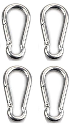 Karabinerhaken 4 Stück Edelstahl Sonnensegel Zubehör Edelstahl karabiner Sonnenschutz Befestigung Segel Sonnensegel Hängematten Boxsack Camping Angeln Wandern Belastbarkeit 100kg, 60 x 6 mm