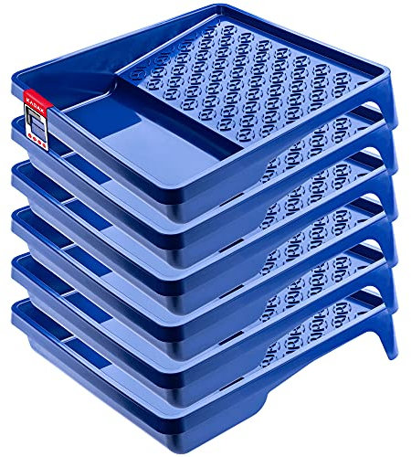 KADAX 6X Farbwanne, Lackierwanne, Farbschale aus Kunststoff, Maler Lackierschale mit handlichem Griff, große Lackschale, leichtes Malerzubehör, Lackwanne, Malerbedarf (6, blau)