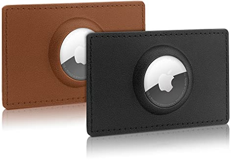 WALLFID AirTag Kartenhalter 2er Set, Kartenhülle aus PU-Leder kompatibel mit Apple AirTag 2. Generation (2026) und AirTag (2021), ultraflaches Kreditkartenformat für Geldbörse, Handtasche und Rucksack