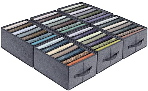 BIGLUFU 6 Stück Schrank Organizer Kleiderschrank Faltbare Aufbewahrungsbox aus Vliesstoff Set mit 7 Fächer Schubladen Ordnungssystem Aufbewahrung für Kleidung Tshirts Hosen Unterwäsche Jeans