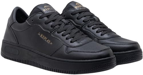 REPLAY Herren Cupsole Sneaker mit Branding, Schwarz (Black 003), 43