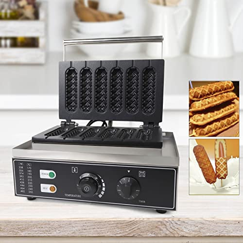 Máquina de gofrera en forma de tableta, calefacción, doble cara, termostato automático, 1500 W, para 6 gofres, maíz de perro