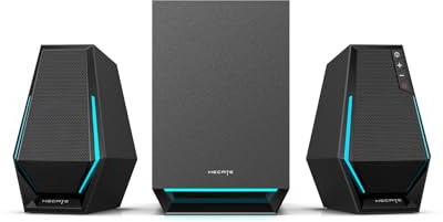 Edifier Altavoces para juegos G1500 MAX 2.1, potencia máxima de 60 W con subwoofer de 4 pulgadas y altavoces satélite de 2.5 pulgadas, Bluetooth 5.3 y conexiones multicableado, 10 efectos de luz RGB