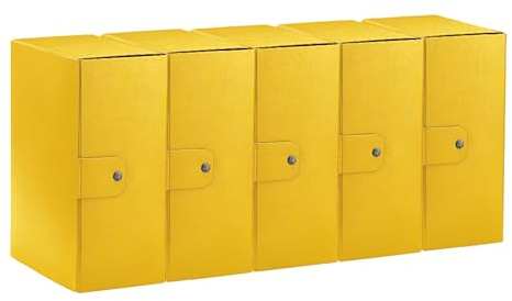 Esselte C35 EUROBOX Cartella Progetti per l'archiviazione, chiusura con bottone, 25 x 35 cm, Dorso 15 cm, Giallo, Confezione da 5 pz, 390335090