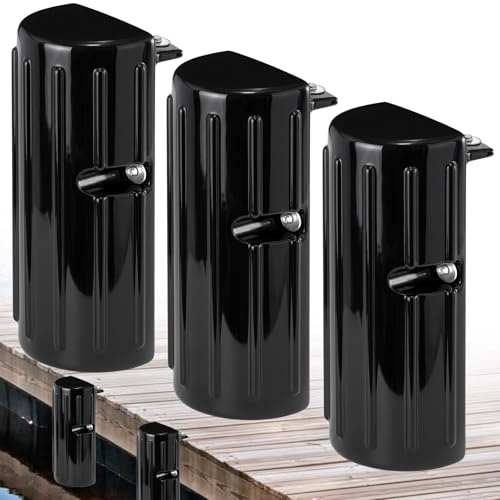Dock Bumper Fender,Boat Dock Bumpers for Edge or Side,Marine Fender Guard,Vertical Protection,Durable Construction,Includes Mounting Hardware,3 Pack-Black