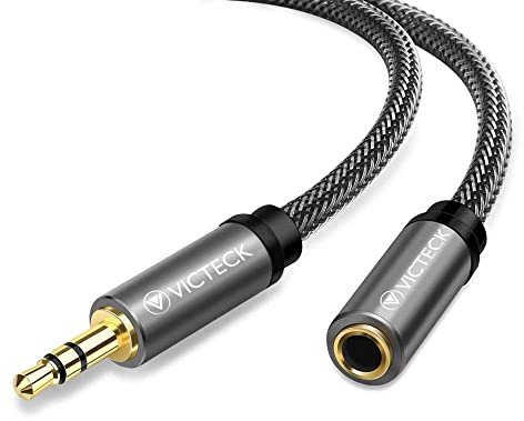 VICTECK Klinke Verlängerung, 6m Nylon 3.5mm Stereo Klinken Audio Verlängerungskabel für AUX Eingänge Buchse Vergoldete Kontakte Kompatibel mit iPhone oder Smartphones,Kopfhörer,Media-Player