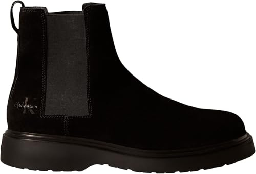 Calvin Klein Uomo Stivaletti Chelsea Combat in Pelle Scamosciata, Nero (Triple Black), 43
