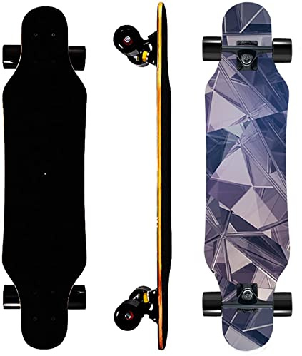 Mini Cruiser Longboard, 31 Inch Small Size Wide Wheel Skateboard, Beginner Stable & Easy-to-Control Skateboard, Suitable for Park & Street Riding, Unique Flame Pattern