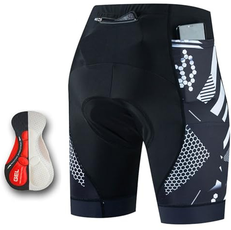 vohiko Radhose Herren 5D Gepolsterte Radlerhose Schnell Trockend Fahrrad Hosen mit 3 Taschen Radunterhose Kurz Atmungsaktiv MTB Unterhosen rutschfest Bike Shorts Fahrradkleidung