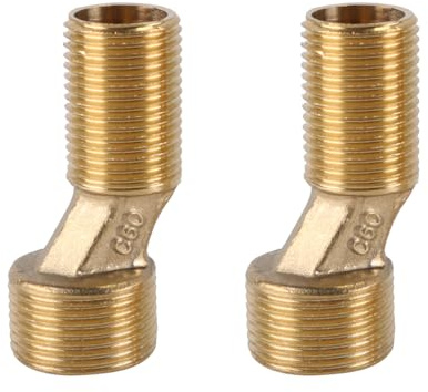 Alnicov Two-Pack Brass Shower Faucet Adapters 3/4 To 1/2 S-Type with 9mm Offset Adjustable Swivel Arm Extension for Bathroom Sink Faucets