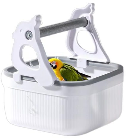 Posadero de Escritorio para Aves - Juguete Educativo con Balde Higiénico - Percha Resistente a Picotazos para Afilar Uñas de Periquitos Cotorras Cacatúas y Agapornis