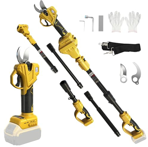 Troncarami a batteria compatibile con Dewalt 20 V, cesoie elettriche 2 in 1 con asta di prolunga da 2 m, diametro di taglio massimo 35 mm, display LCD, cesoie telescopiche estensibili fino a 4,5 m