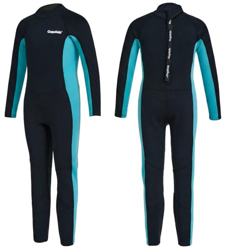 Gogokids Combinaison de plongée thermique intégrale en néoprène de 2,5 mm pour garçons et filles – Combinaison de plongée chaude à manches longues pour la natation, le surf, la plage – Âge de 2 à 10