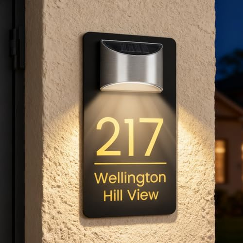 Personalized Solar House Numbers for Outside Led Lighted House Numbers for Outside Waterproof Acrylic Plaque with Solar Light Address Sign for Mailbox Yard House Housewarming Gifts