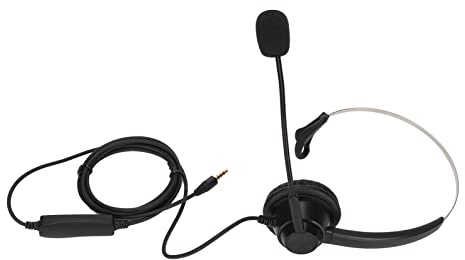 VESHENVEN H360 - Cuffia da ufficio da 3,5 MV e 3,5 mm, cuffia monaurale per call center con controllo del volume e disattivazione del microfono, cuffia per comunicazioni cablate per l’uffici