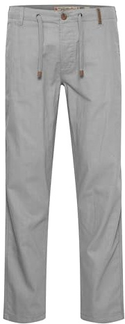 Indicode IDIves Herren Leinenhose Sommerhose Lange Stoffhose mit Kordel Gürtelschlaufen Leinenmix Eingrifftaschen Regular fit, Größe:M, Farbe:Light Grey (901)