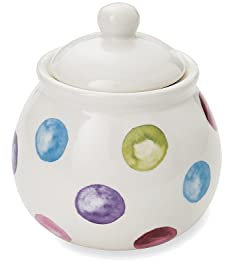 Cooksmart British Designed Sugar Bowl with Lid | Ceramic Sugar Pot with Modern Designs | Sugar Bowls with Lids Perfect for Any Kitchen - Spotty Dotty