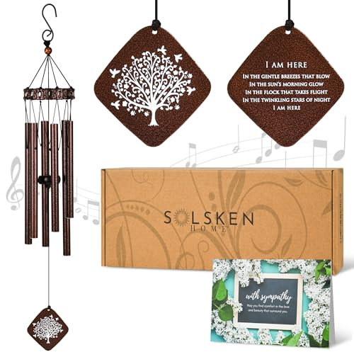 Solsken Home Memorial Wind Chimes - Sympathy Wind Chimes - Relaxing, Sweet Tones - Bronze - 29