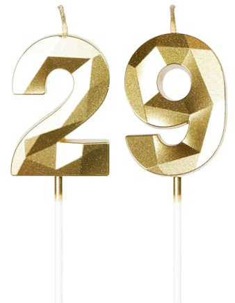 Yiran Velas de Cumpleaños 29, Vela Número 29, Vela Dorada para Pastel, Vela Feliz, Decoraciones de Pastel para Fiesta, Boda, Aniversario, Suministros de Celebración