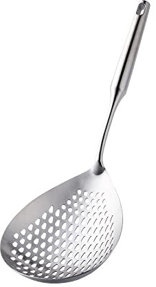 Schiumarola in acciaio inox 304, colino per grondaia, con manico, mestolo per friggere e friggere in metallo, pala per scolapasta da cucina per filtro dell'olio