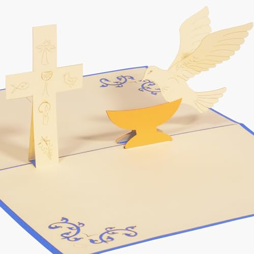 LINPOPUP® Tarjeta de felicitación 3D para comunión, para bautizo, confirmación, N316, color azul