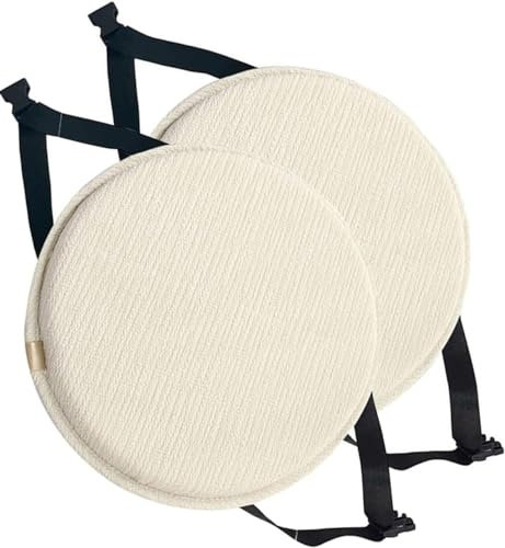 BLLMTEAR 1/2/4 Confezioni Diametro 30cm/33cm/35cm/40cm/45cm Cuscini for Sedia, Cuscino for Sedia da Pranzo Rotondo, Cuscini for Sedie Antiscivolo con Ganci Elastici(3,2pc:40cm/15.7in)