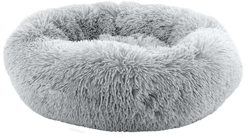 Ancol Super Plush Donut Dog Bed in Slate Grey - Comfortable Indoors Snuggle Pad with Raised Rim - Cosy Puppy Mat Sleeping Place - 50cm