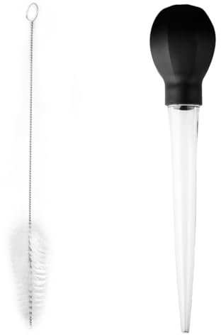 Lotsdonxia Ensemble de brosses compte-gouttes noires avec tube d'aspiration en caoutchouc avec graduation graduée Idéal pour la cuisine de steaks de dinde rôtis