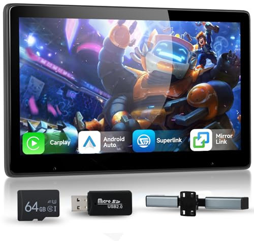 Hodozzy 10,1 Zoll Auto Kopfstützen Videoplayer, Auto-TV für die Rücksitze mit IPS-Touchscreen, Auto Kopfstützen Bildschirm mit CarPlay Android Auto MirrorLink, Bluetooth/FM/USB/AUX/64 GB TF-Karte